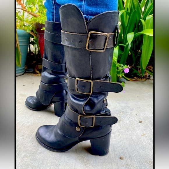 Vintage Designer Fiorentini & BakerBuckled Leather Boots...